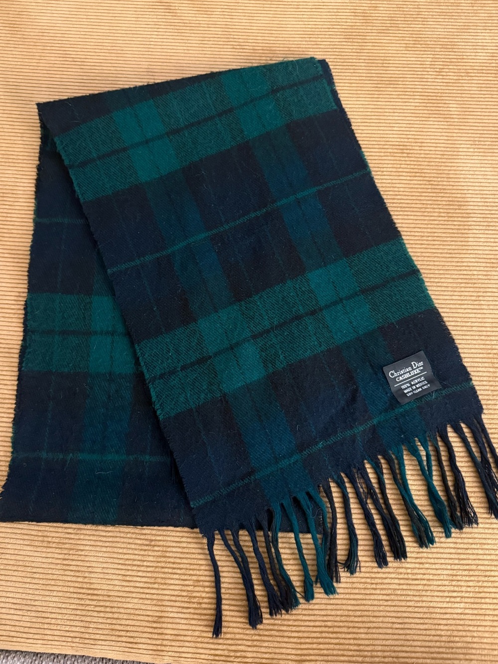 Christian Dior CashLuxe Plaid Acrylic Scarf Wrap